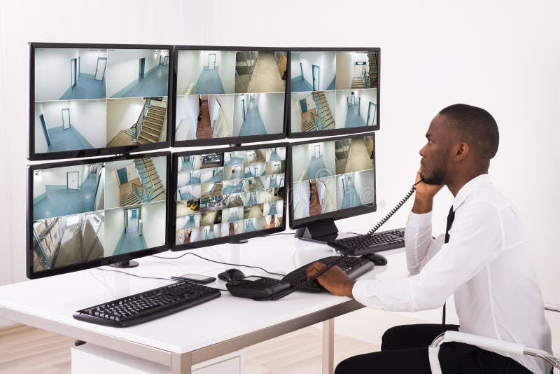Security System Operator Talking On Phone stock image