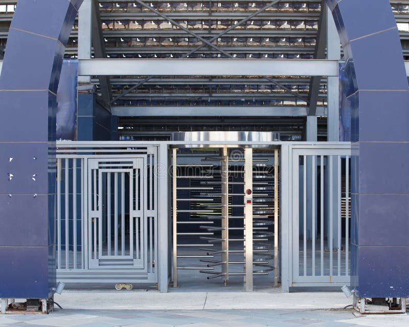 Security turnstile outdoor metal controll stock photos