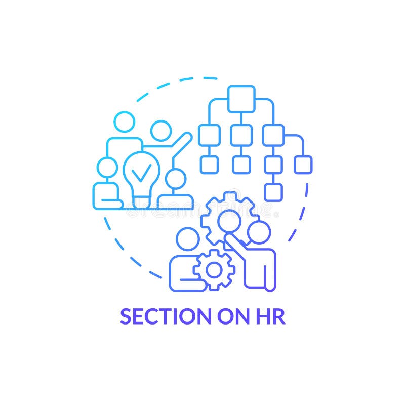 Secțiune privind pictograma conceptului de gradient albastru hr stock illustration