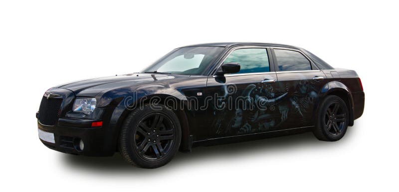 Sedan americano luxuoso da classe executiva Fundo branco fotografia de stock royalty free Sedan americano luxuoso da classe executiva Fundo branco fotografia de stock royalty free