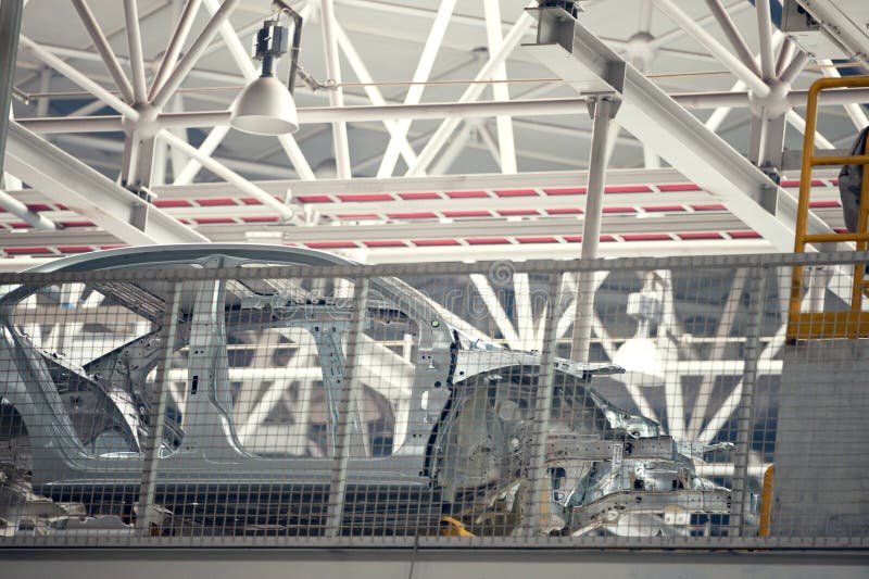 The sedan assembly shop production line royalty free stock photos