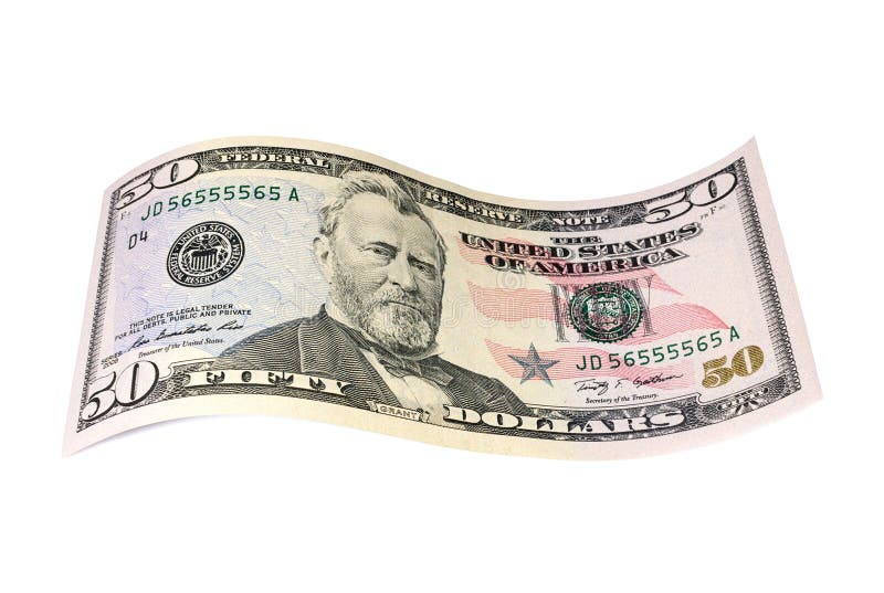 Sedel av femtio dollar som isoleras på vit bakgrund royaltyfri bild Sedel av femtio dollar som isoleras på vit bakgrund royaltyfri bild