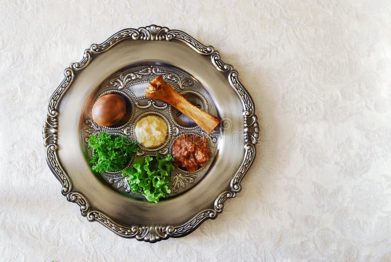 Traditional seder plate for the Jewish festival of Passover. Traditional seder plate for the Jewish festival of Passover
