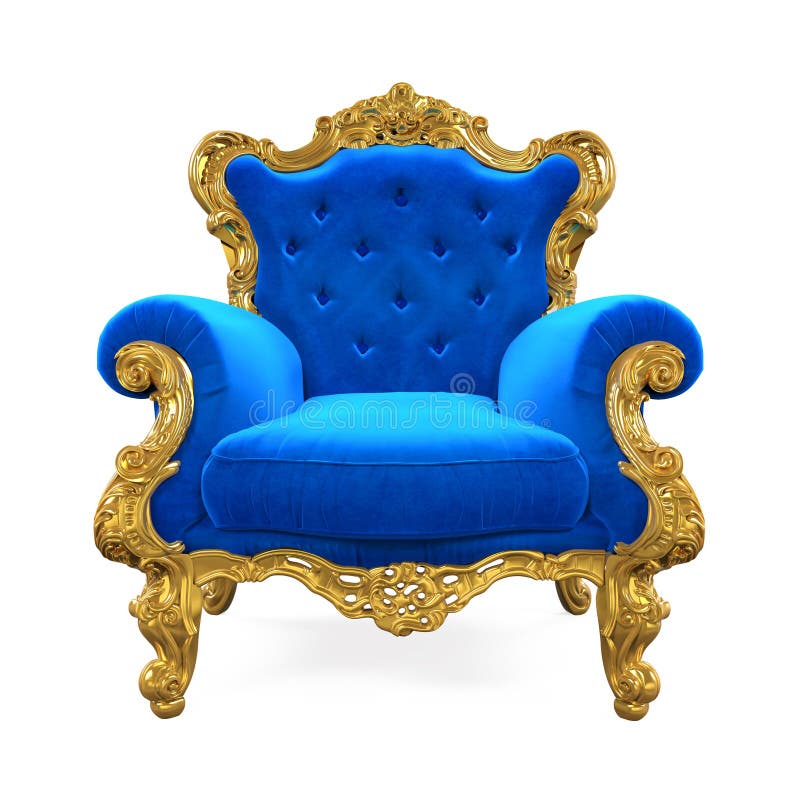 Sedia blu del trono isolata