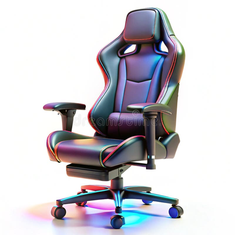 Sedia da gioco futuristica con illuminazione RGB illustrazione di stock
