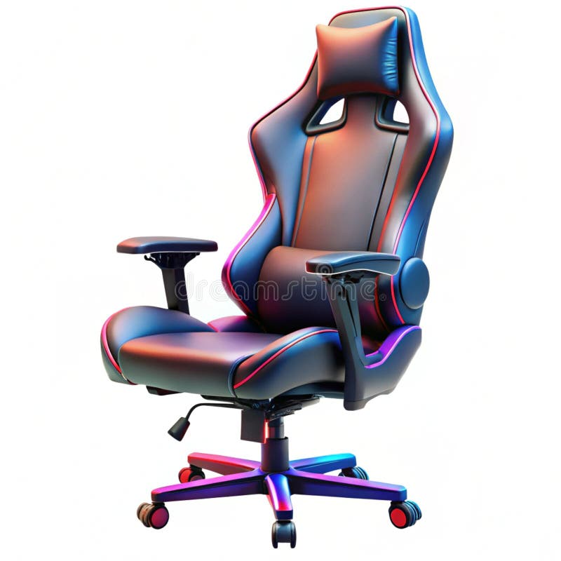 Sedia da gioco futuristica con illuminazione RGB illustrazione di stock