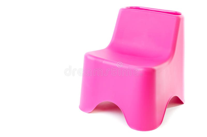 Pink plastic chair isolated on white background . Pink plastic chair isolated on white background .