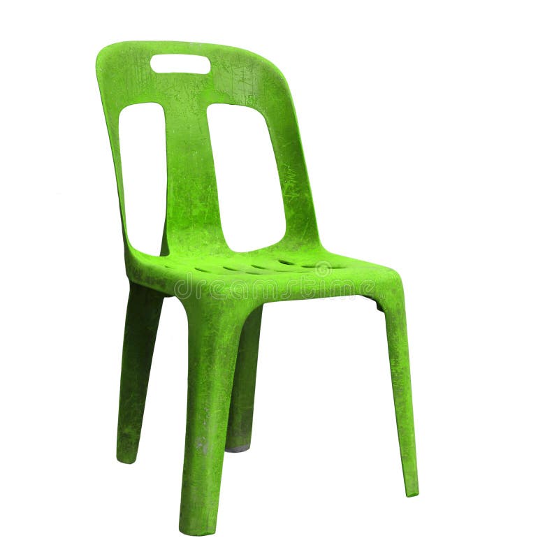 Sedia di plastica verde isolata su bianco fotografia stock Sedia di plastica verde isolata su bianco fotografia stock