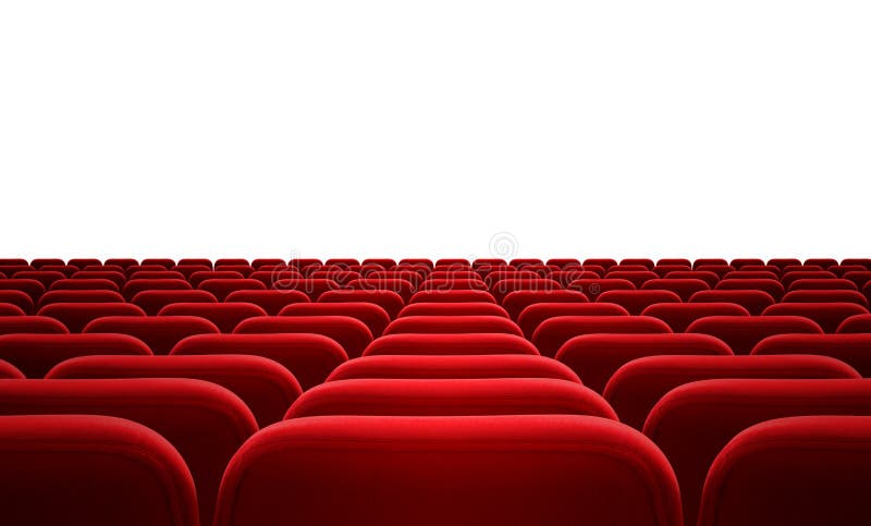 Sedili rossi del pubblico o del cinema isolati immagine stock Sedili rossi del pubblico o del cinema isolati immagine stock