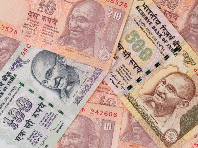 Sedlar bakgrund, Indien pengarcloseup för indisk rupie arkivbilder Sedlar bakgrund, Indien pengarcloseup för indisk rupie arkivbilder