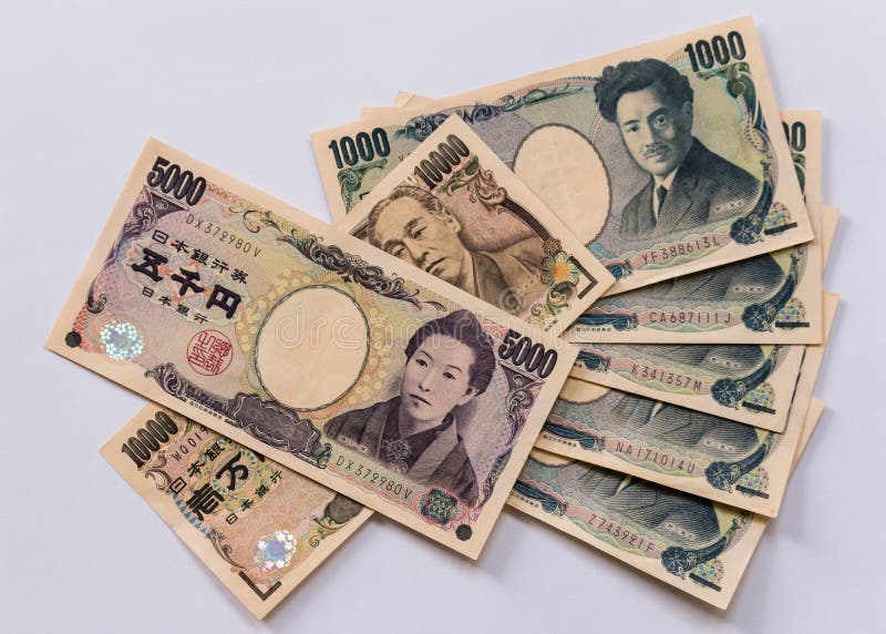 Display of Japanese Yen banknotes. Display of Japanese Yen banknotes