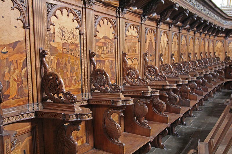 The old choir inside the carthusian of padula in italy. The old choir inside the carthusian of padula in italy