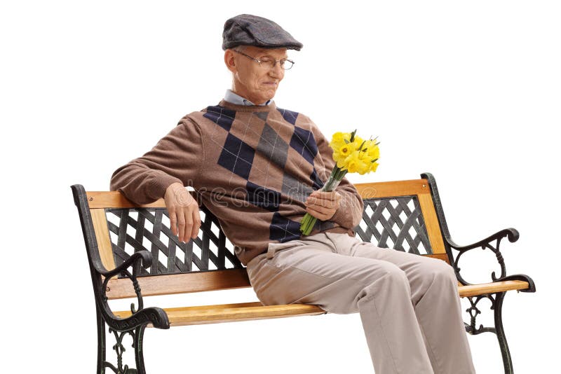 Seduta senior su stata su un banco fotografia stock Seduta senior su stata su un banco fotografia stock