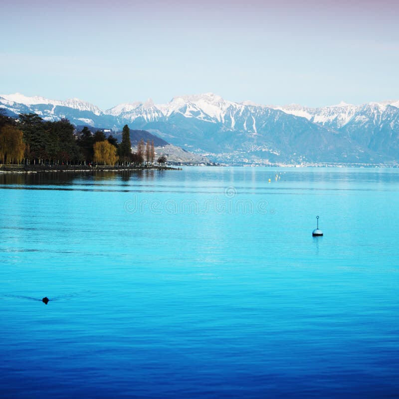 Lake geneva landscape on sunrise. Lake geneva landscape on sunrise