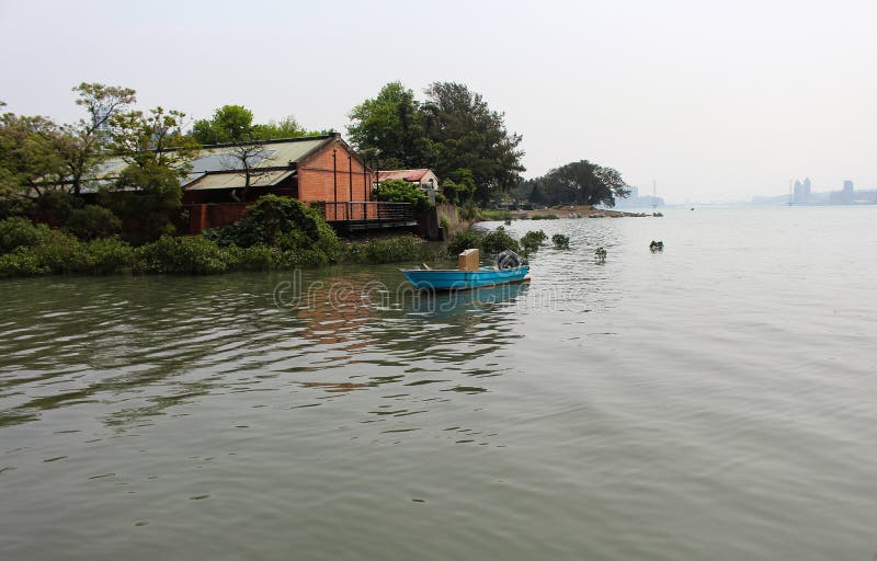 Seeboot und Meerblick Tamsui Taiwan stockfotografie Seeboot und Meerblick Tamsui Taiwan stockfotografie