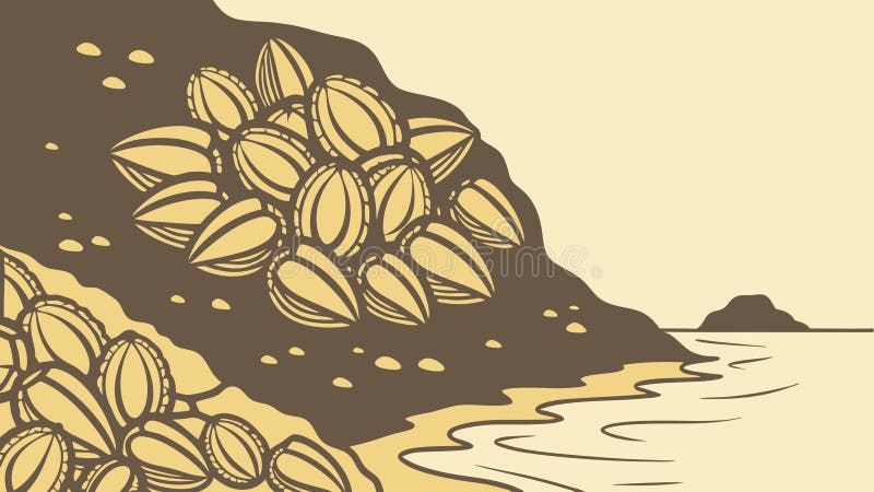 Seed Pods by River Vector Art, Botanical Nature Scene, vector design Generative AI stock illustration