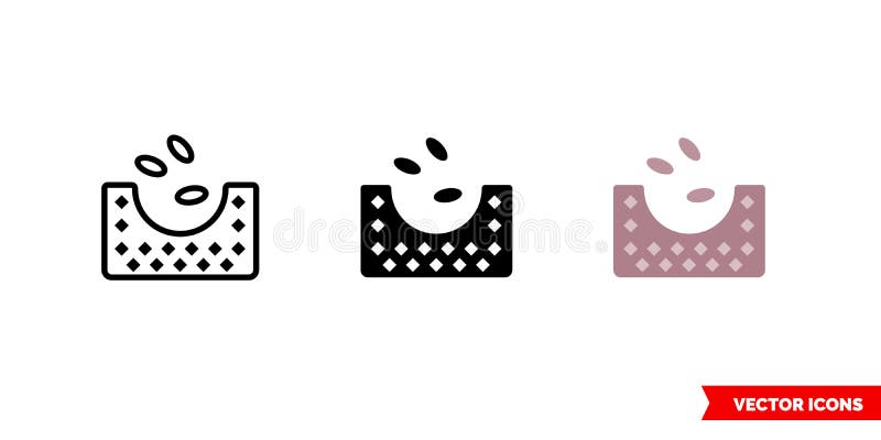 Seeding icon of 3 types color, black and white, outline. Isolated vector sign symbol stock illustration
