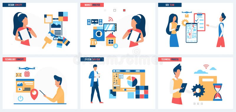 Seeteam arbeitet technische Prozesssystemlösungen für mobile App Online-Marktanalyse lizenzfreie abbildung