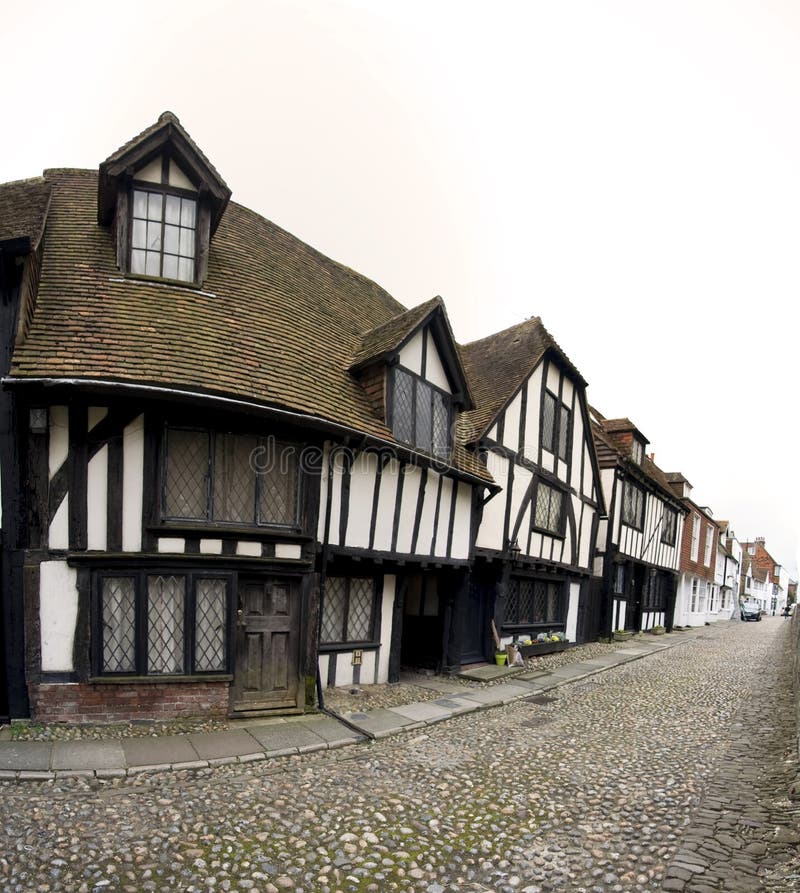 Segale Cobbled Inghilterra della casa di tudor della via