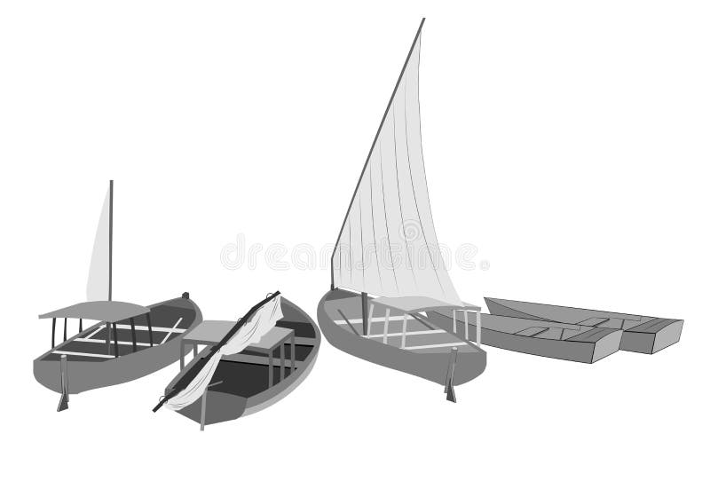 Segelbåtar vektor illustrationer Segelbåtar vektor illustrationer