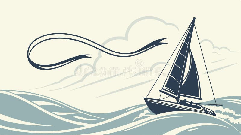 Segelbåtsvågar nautiska fartyg och havsöppningsvektor Generativ AI royaltyfri illustrationer
