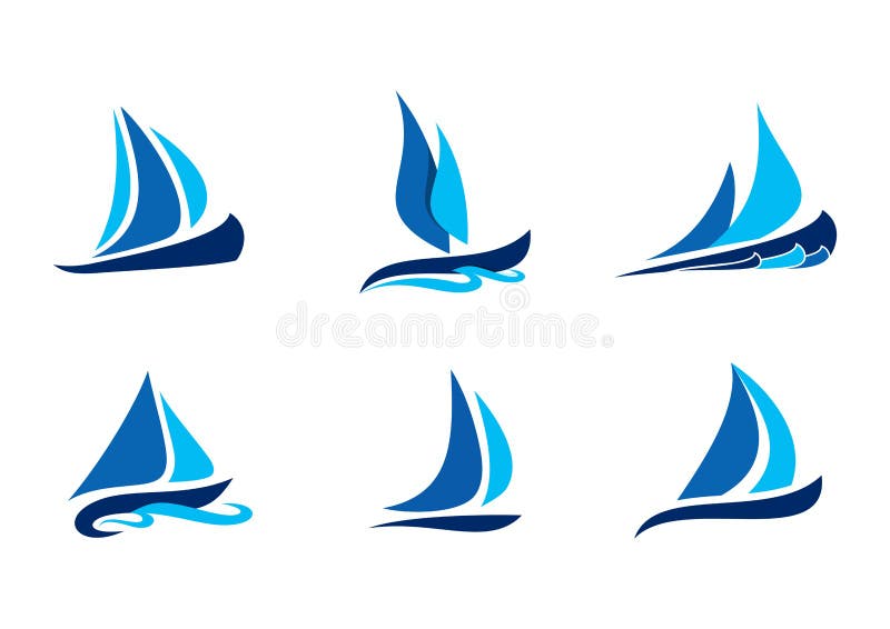 Segeln, Boot, Logo, Segelbootsymbol, kreative Vektordesigne stellte von der Segelbootlogo-Ikonensammlung ein stock abbildung