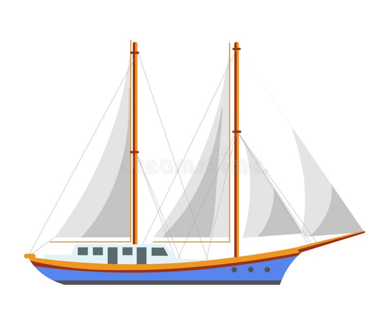 Segla symbolen för lägenheten för vektorn för fartyget för kryssning för segelbåt- eller seglingfregattskepphavet stock illustrationer Segla symbolen för lägenheten för vektorn för fartyget för kryssning för segelbåt- eller seglingfregattskepphavet stock illustrationer