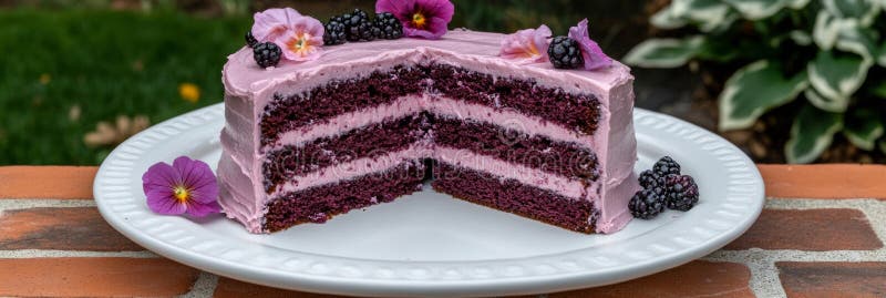 Segment av skalad berry Hibiscus kummel med berry Frosting Edible Flowers och Blackbär royaltyfri illustrationer