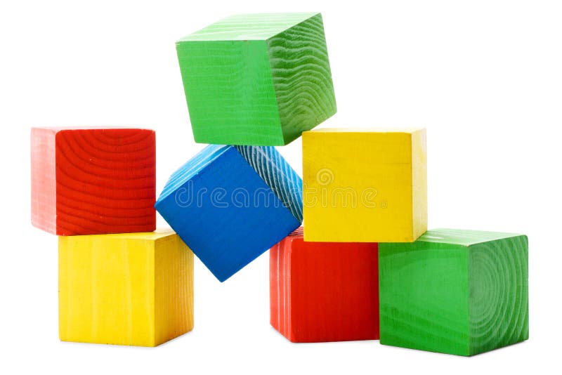 Heap of wooden colored cubes on white background. Heap of wooden colored cubes on white background