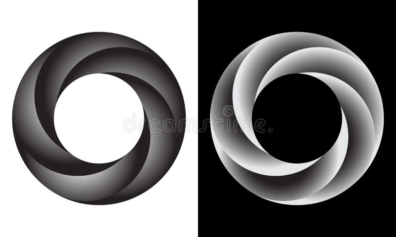 5 Segmente fliegen mit Steigung ein. metallisches Kreislogo oder -ikone Kunst stock abbildung