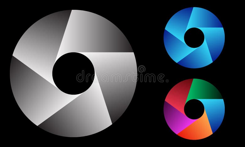 5 Segmente fliegen mit Steigung ein. metallisches Kreislogo oder -ikone Kunst stock abbildung