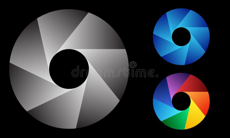 7 Segmente fliegen mit Steigung ein. metallisches Kreislogo oder -ikone Kunst lizenzfreie abbildung