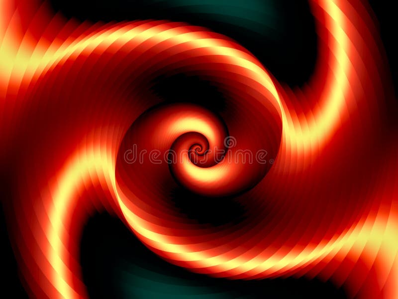 Segmented spiral fractal in red with highlights. Smooth grooves illustrations