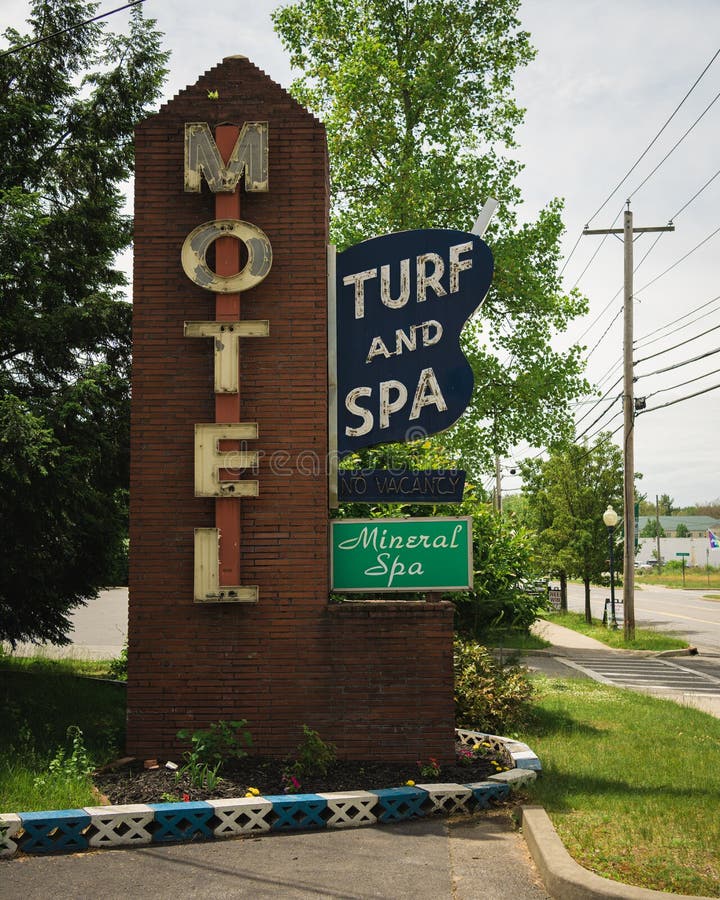 Travel photograph of turf and Spa Motel vintage sign Saratoga Springs New York. Travel photograph of turf and Spa Motel vintage sign Saratoga Springs New York