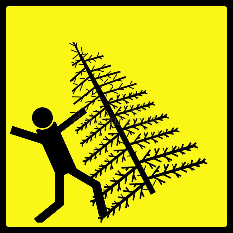 Segnale di pericolo di caduta dell'albero di Natale illustrazione di stock Segnale di pericolo di caduta dell'albero di Natale illustrazione di stock