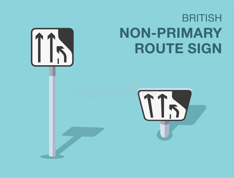 Segnale stradale britannico isolato non primario. vista anteriore e superiore. illustrazione vettoriale