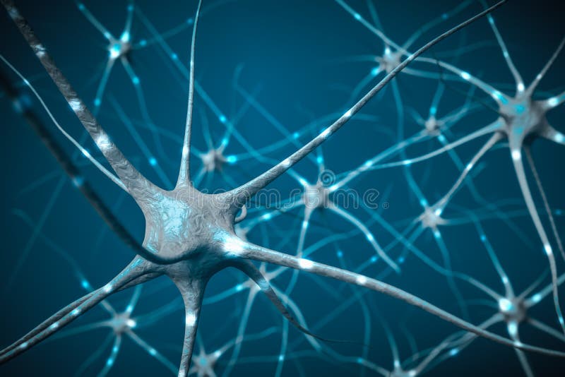 Segnali in neuroni in cervello, illustrazione 3D della rete neurale royalty illustrazione gratis Segnali in neuroni in cervello, illustrazione 3D della rete neurale royalty illustrazione gratis