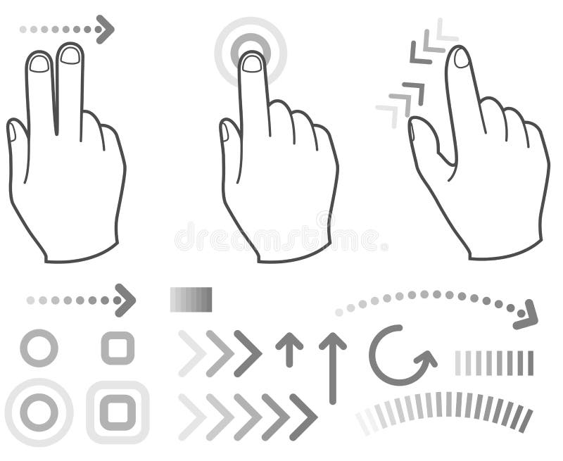 Segni della mano di gesto dello schermo di tocco