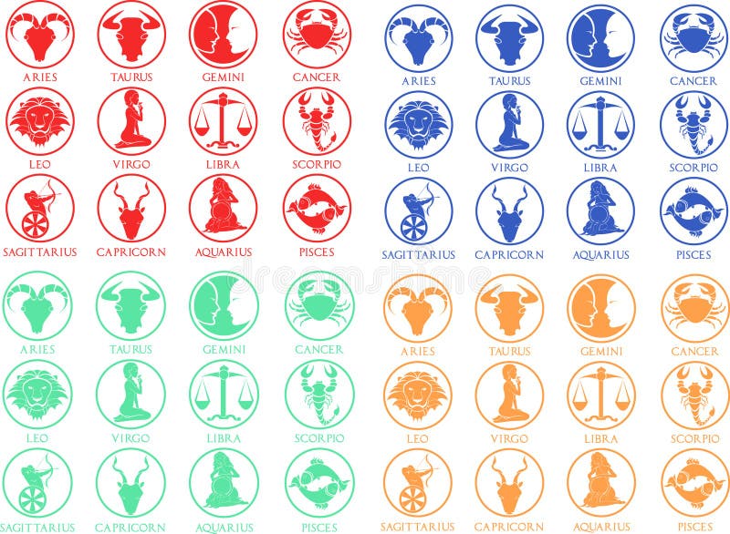 Segni dello zodiaco messi illustrazione vettoriale Segni dello zodiaco messi illustrazione vettoriale