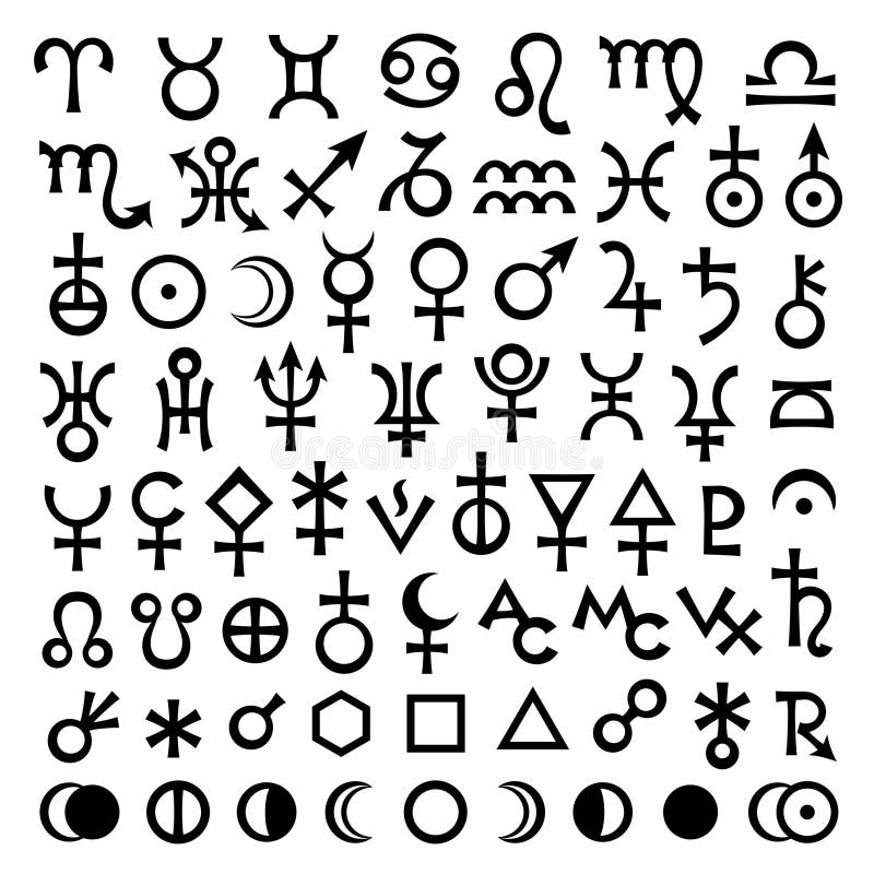 Segni e simboli astrologici principali (grande conduttura messa) II royalty illustrazione gratis Segni e simboli astrologici principali (grande conduttura messa) II royalty illustrazione gratis