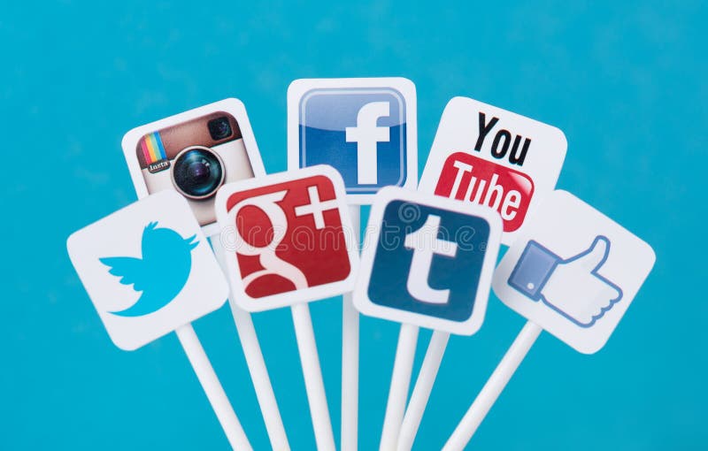 Segni sociali di media fotografia stock