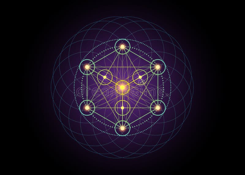 Segno alchimia occulto metatroni cubo fiore della vita. esagramma magico elemento grafico a geometria sacra. platonica di icona di