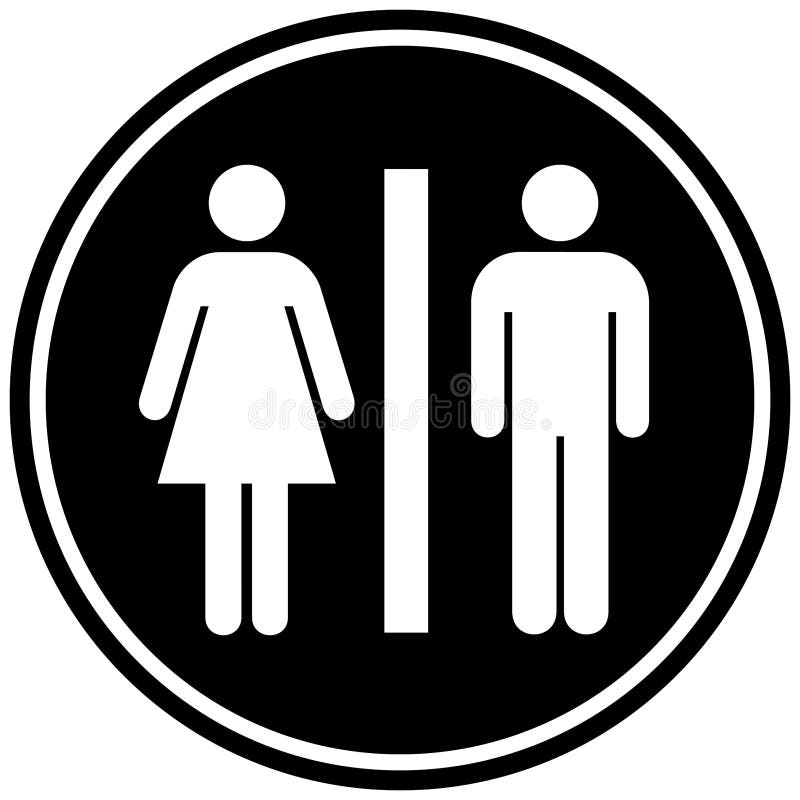 Segno circolare del WC del bagno Rebecca 36 Isolato su bianco illustrazione vettoriale Segno circolare del WC del bagno Rebecca 36 Isolato su bianco illustrazione vettoriale