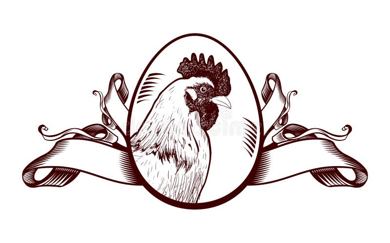 Segno d'annata con la gallina illustrazione di stock Segno d'annata con la gallina illustrazione di stock