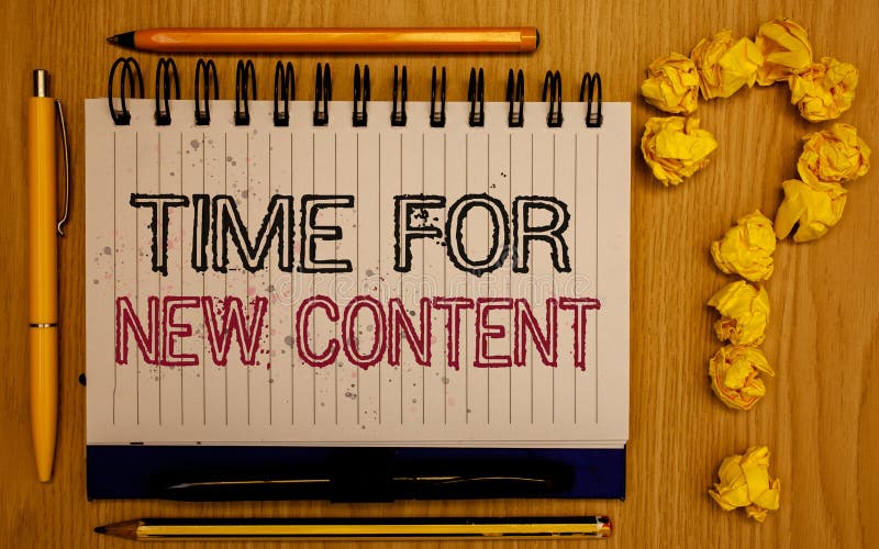Segno del testo che mostra tempo per il nuovo contenuto Blocco note di pubblicazione della foto di Copyright della pubblicazione fotografia stock libera da diritti Segno del testo che mostra tempo per il nuovo contenuto Blocco note di pubblicazione della foto di Copyright della pubblicazione fotografia stock libera da diritti