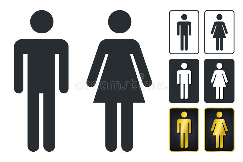 Segno del WC per la toilette Icone del piatto della porta della toilette Uomini e donne Vec