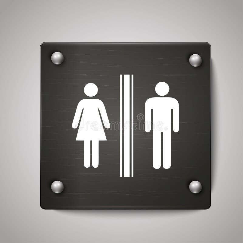 Segno dell'icona della toilette delle donne e degli uomini con fondo nero illustrazione di stock Segno dell'icona della toilette delle donne e degli uomini con fondo nero illustrazione di stock