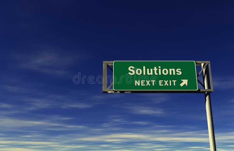 Super high resolution 3D render of freeway sign, next exit... Solutions!. Super high resolution 3D render of freeway sign, next exit... Solutions!