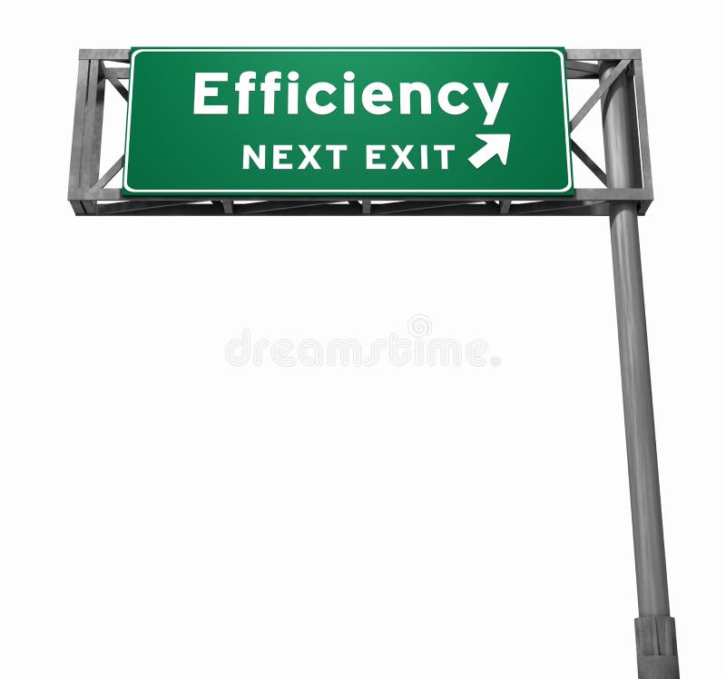 Super high resolution 3D render of freeway sign, next exit... Efficiency! Green part of sign has slight texture to avoid and banding issues. Super high resolution 3D render of freeway sign, next exit... Efficiency! Green part of sign has slight texture to avoid and banding issues.