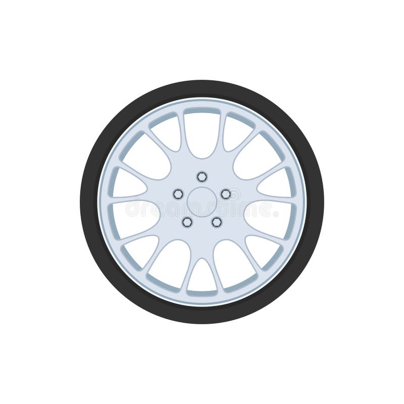 Car tire wheel sign. Rim icon. Vector illustration isolated on white background. Car tire wheel sign. Rim icon. Vector illustration isolated on white background